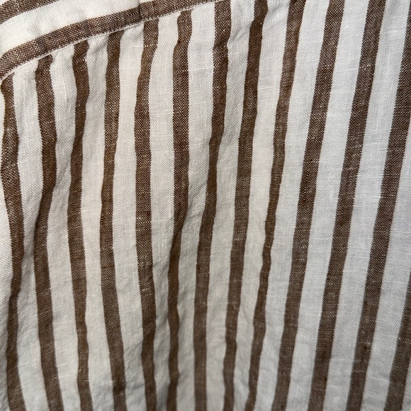 Polo Ralph Lauren Linen Tie Front Striped Blouse Brown White Size 10 - Picture 6 of 6